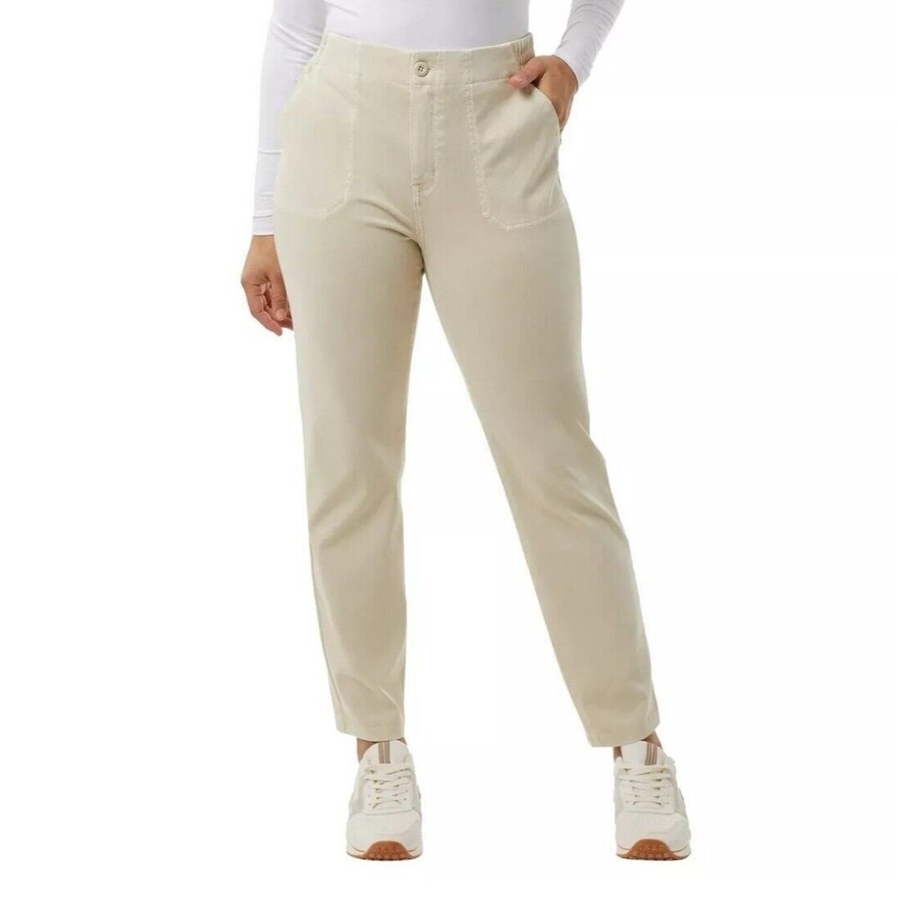 32 Degrees Women's XXL (20) Knit Twill Ankle Pants Ultra Stretch Zip Tan Beige